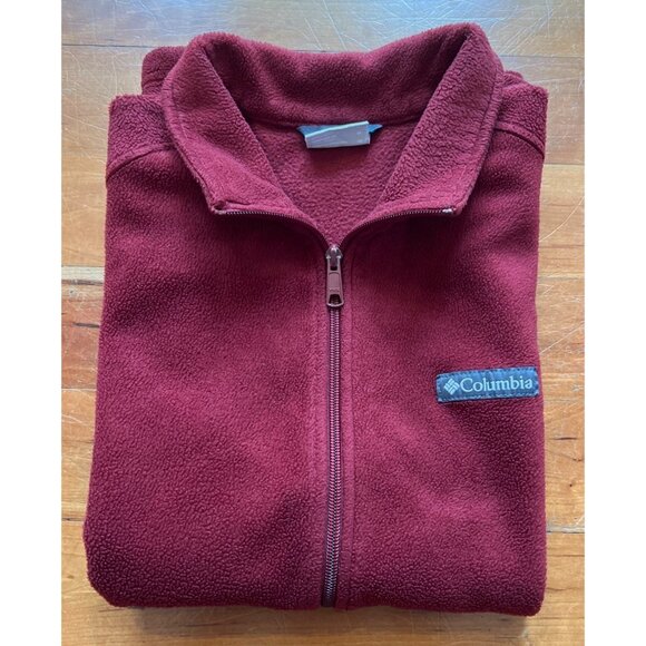 Columbia Mens Fleece Vest Red Size M Full Zip Sleeveless Outerwear Polyester - Picture 2 of 6